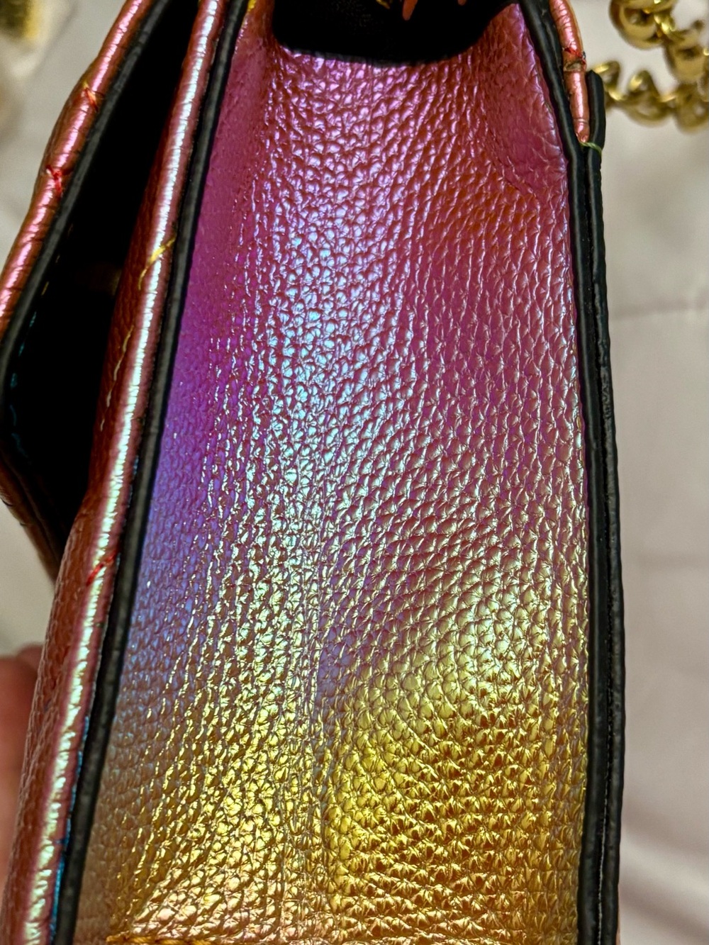 Brand New!! Iridescent Quilted Shoulder Bag in Pink-Gold - Picture 8 of 8